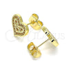 Arete Dormilona 02.156.0626.1 Oro Laminado, Diseño de Corazón y Amor, con Granate Micro Pave, Pulido, Tono Dorado