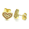 Arete Dormilona 02.156.0626.1 Oro Laminado, Diseño de Corazón y Amor, con Granate Micro Pave, Pulido, Tono Dorado