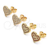 Arete Dormilona 02.156.0626.1 Oro Laminado, Diseño de Corazón y Amor, con Granate Micro Pave, Pulido, Tono Dorado
