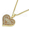 Collares con Dije 04.156.0076.2.20 Oro Laminado, Diseño de Corazón y Amor, con Granate Micro Pave, Pulido, Tono Dorado (02 MM Thickness, 20 Inches Length)