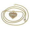 Collares con Dije 04.156.0076.2.20 Oro Laminado, Diseño de Corazón y Amor, con Granate Micro Pave, Pulido, Tono Dorado (02 MM Thickness, 20 Inches Length)