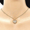 Juego de Arete y Dije de Adulto 10.156.0415.1 Oro Laminado, Diseño de Corazón y Amor, con Granate Micro Pave, Pulido, Tono Dorado
