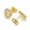 Arete Dormilona 02.156.0627 Oro Laminado, Diseño de Mama y Corazón, con Blanca Micro Pave, Pulido, Tono Dorado