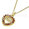 Collares con Dije 04.156.0092.2.20 Oro Laminado, Diseño de Mama y Corazón, con Granate Zirconia Cubica, Pulido, Tono Dorado (02 MM Thickness, 20 Inches Length)