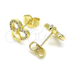 Arete Dormilona 02.156.0628 Oro Laminado, Diseño de Corazón, con Blanca Micro Pave, Pulido, Tono Dorado