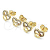 Arete Dormilona 02.156.0628 Oro Laminado, Diseño de Corazón, con Blanca Micro Pave, Pulido, Tono Dorado