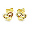 Arete Dormilona 02.156.0628.1 Oro Laminado, Diseño de Corazón, con Granate Micro Pave, Pulido, Tono Dorado