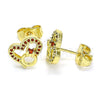 Arete Dormilona 02.156.0628.1 Oro Laminado, Diseño de Corazón, con Granate Micro Pave, Pulido, Tono Dorado