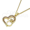 Collares con Dije 04.156.0103.2.20 Oro Laminado, Diseño de Corazón, con Granate Micro Pave, Pulido, Tono Dorado (02 MM Thickness, 20 Inches Length)