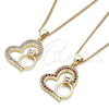 Collares con Dije 04.156.0103.2.20 Oro Laminado, Diseño de Corazón, con Granate Micro Pave, Pulido, Tono Dorado (02 MM Thickness, 20 Inches Length)