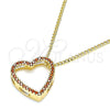 Collares con Dije 04.156.0131.1.20 Oro Laminado, Diseño de Corazón, con Granate Micro Pave, Pulido, Tono Dorado (02 MM Thickness, 20 Inches Length)