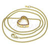 Collares con Dije 04.156.0131.1.20 Oro Laminado, Diseño de Corazón, con Granate Micro Pave, Pulido, Tono Dorado (02 MM Thickness, 20 Inches Length)