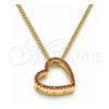 Collares con Dije 04.156.0131.1.20 Oro Laminado, Diseño de Corazón, con Granate Micro Pave, Pulido, Tono Dorado (02 MM Thickness, 20 Inches Length)