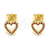 Arete Dormilona 02.156.0629.1 Oro Laminado, Diseño de Corazón, con Granate Micro Pave, Pulido, Tono Dorado
