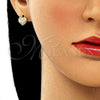 Arete Dormilona 02.156.0630 Oro Laminado, Diseño de Mama y Corazón, con Blanca Micro Pave, Pulido, Tono Dorado