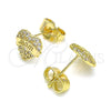 Arete Dormilona 02.156.0630 Oro Laminado, Diseño de Mama y Corazón, con Blanca Micro Pave, Pulido, Tono Dorado