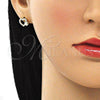Arete Dormilona 02.199.0031 Oro Laminado, Diseño de Corazón, con Blanca Micro Pave, Pulido, Tono Dorado