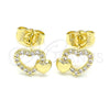 Arete Dormilona 02.199.0031 Oro Laminado, Diseño de Corazón, con Blanca Micro Pave, Pulido, Tono Dorado