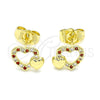 Arete Dormilona 02.199.0031.1 Oro Laminado, Diseño de Corazón, con Granate and Blanca Micro Pave, Pulido, Tono Dorado