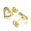 Arete Dormilona 02.199.0032.1 Oro Laminado, Diseño de Corazón, con Granate and Blanca Micro Pave, Pulido, Tono Dorado