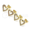 Arete Dormilona 02.199.0032.1 Oro Laminado, Diseño de Corazón, con Granate and Blanca Micro Pave, Pulido, Tono Dorado