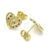 Arete Dormilona 02.199.0033.1 Oro Laminado, Diseño de Corazón, con Granate and Blanca Micro Pave, Pulido, Tono Dorado