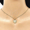 Juego de Arete y Dije de Adulto 10.199.0068.2 Oro Laminado, Diseño de Corazón, con Granate and Blanca Micro Pave, Pulido, Tono Dorado