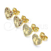 Arete Dormilona 02.199.0034 Oro Laminado, Diseño de Corazón, con Blanca Micro Pave, Pulido, Tono Dorado