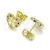 Arete Dormilona 02.199.0034.1 Oro Laminado, Diseño de Corazón, con Granate and Blanca Micro Pave, Pulido, Tono Dorado