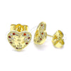 Arete Dormilona 02.199.0034.1 Oro Laminado, Diseño de Corazón, con Granate and Blanca Micro Pave, Pulido, Tono Dorado