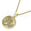 Collares con Dije 04.199.0021.1.20 Oro Laminado, Diseño de Corazón, con Granate and Blanca Micro Pave, Pulido, Tono Dorado (02 MM Thickness, 20 Inches Length)