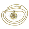 Collares con Dije 04.199.0021.1.20 Oro Laminado, Diseño de Corazón, con Granate and Blanca Micro Pave, Pulido, Tono Dorado (02 MM Thickness, 20 Inches Length)