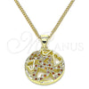 Collares con Dije 04.199.0021.1.20 Oro Laminado, Diseño de Corazón, con Granate and Blanca Micro Pave, Pulido, Tono Dorado (02 MM Thickness, 20 Inches Length)