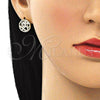 Arete Dormilona 02.199.0035 Oro Laminado, Diseño de Corazón, con Blanca Micro Pave, Pulido, Tono Dorado