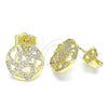 Arete Dormilona 02.199.0035 Oro Laminado, Diseño de Corazón, con Blanca Micro Pave, Pulido, Tono Dorado
