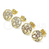 Arete Dormilona 02.199.0035 Oro Laminado, Diseño de Corazón, con Blanca Micro Pave, Pulido, Tono Dorado