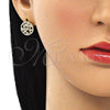 Arete Dormilona 02.199.0035.1 Oro Laminado, Diseño de Corazón, con Granate and Blanca Micro Pave, Pulido, Tono Dorado
