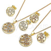 Juego de Arete y Dije de Adulto 10.199.0153.1 Oro Laminado, Diseño de Corazón, con Granate and Blanca Micro Pave, Pulido, Tono Dorado