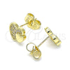 Arete Dormilona 02.199.0036 Oro Laminado, Diseño de Corazón, con Blanca Micro Pave, Pulido, Tono Dorado