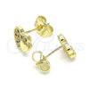 Arete Dormilona 02.199.0036.1 Oro Laminado, Diseño de Corazón, con Granate and Blanca Micro Pave, Pulido, Tono Dorado