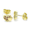 Arete Dormilona 02.199.0036.1 Oro Laminado, Diseño de Corazón, con Granate and Blanca Micro Pave, Pulido, Tono Dorado