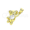 Dije Elegante 05.341.0052 Oro Laminado, Diseño de Osito, con Blanca Zirconia Cubica, Pulido, Tono Dorado