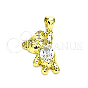 Dije Elegante 05.341.0052 Oro Laminado, Diseño de Osito, con Blanca Zirconia Cubica, Pulido, Tono Dorado