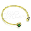 Aro Individual 07.341.0019 Oro Laminado, con Verde Zirconia Cubica and Blanca Micro Pave, Pulido, Tono Dorado (04 MM Thickness, One size fits all)