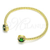 Aro Individual 07.341.0019 Oro Laminado, con Verde Zirconia Cubica and Blanca Micro Pave, Pulido, Tono Dorado (04 MM Thickness, One size fits all)
