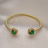 Aro Individual 07.341.0019 Oro Laminado, con Verde Zirconia Cubica and Blanca Micro Pave, Pulido, Tono Dorado (04 MM Thickness, One size fits all)