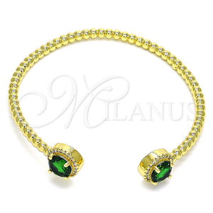 Aro Individual 07.341.0019 Oro Laminado, con Verde Zirconia Cubica and Blanca Micro Pave, Pulido, Tono Dorado (04 MM Thickness, One size fits all)