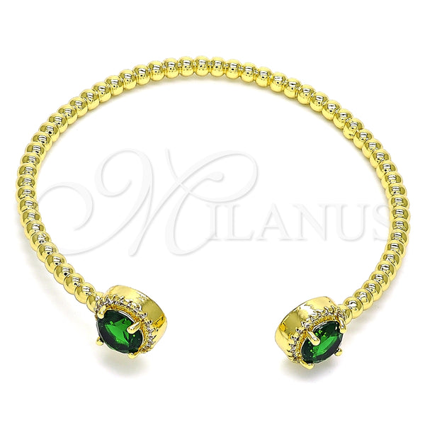 Aro Individual 07.341.0019 Oro Laminado, con Verde Zirconia Cubica and Blanca Micro Pave, Pulido, Tono Dorado (04 MM Thickness, One size fits all)