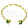 Aro Individual 07.341.0019 Oro Laminado, con Verde Zirconia Cubica and Blanca Micro Pave, Pulido, Tono Dorado (04 MM Thickness, One size fits all)