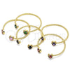 Aro Individual 07.341.0019 Oro Laminado, con Verde Zirconia Cubica and Blanca Micro Pave, Pulido, Tono Dorado (04 MM Thickness, One size fits all)